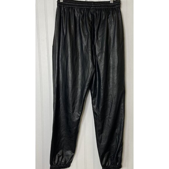 BLANKNYC Black Vegan Leather Elastic Waist Leg Jogger Slash Pockets Pants-28 - Picture 2 of 16